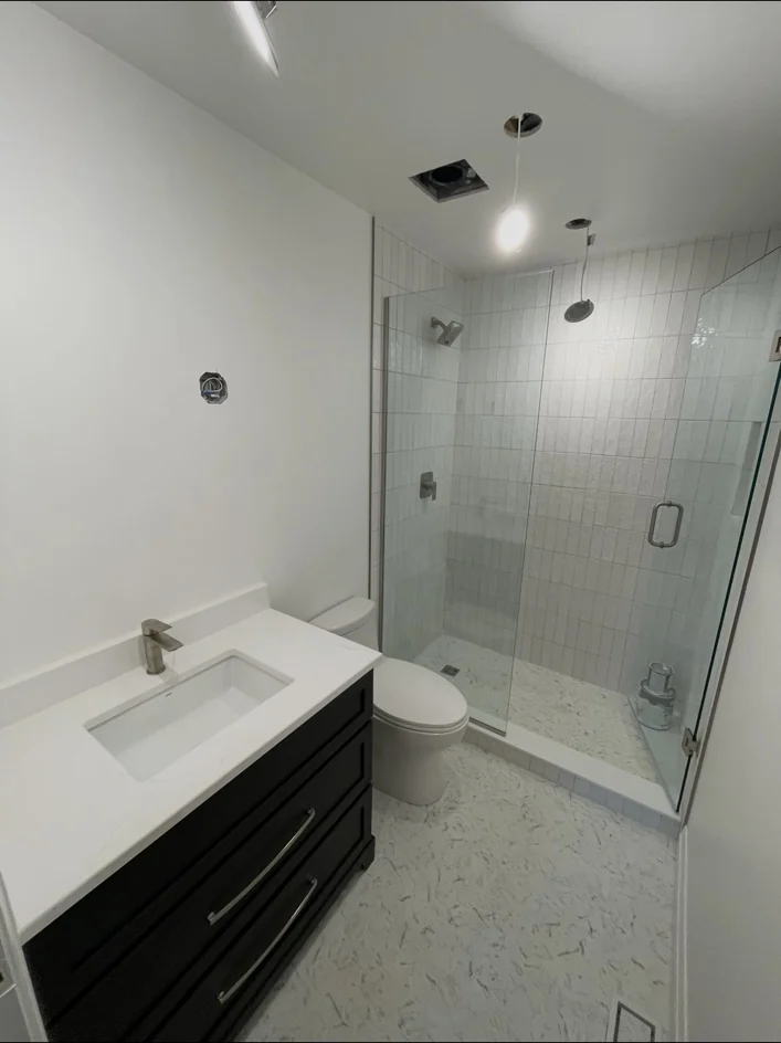 Finished modern bathroom renovation