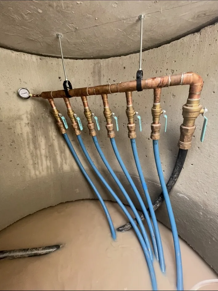 Custom multi-unit condo water service distribution manifold