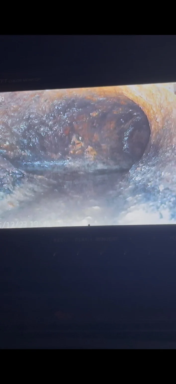 Sewer camera view inside a drain line